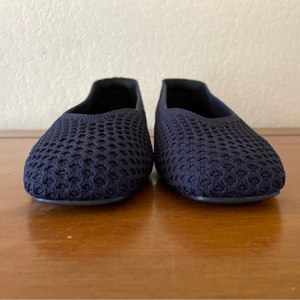 Vivaia Margot Square Toe V-Cut Flats Navy Knit Shoes Size 37.5 US Sz 7 VGC - Picture 11 of 14